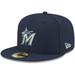 Men's New Era Navy Miami Marlins White Logo 59FIFTY Fitted Hat