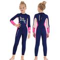 Gogokids Kids Wetsuit Girls Neoprene Swimsuit, Children 2.5mm Thermal Rash Guard Warm Thicken Swimwear Sun Protection Diving Snorkelling Suit UV 50+, Pink+Blue S