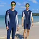 Maillot de bain une pièce à manches courtes pour hommes résistant aux UV écran solaire manches