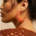 Free People Jewelry | Fp Raquel Straw Hoop Earrings | Color: Orange | Size: Os