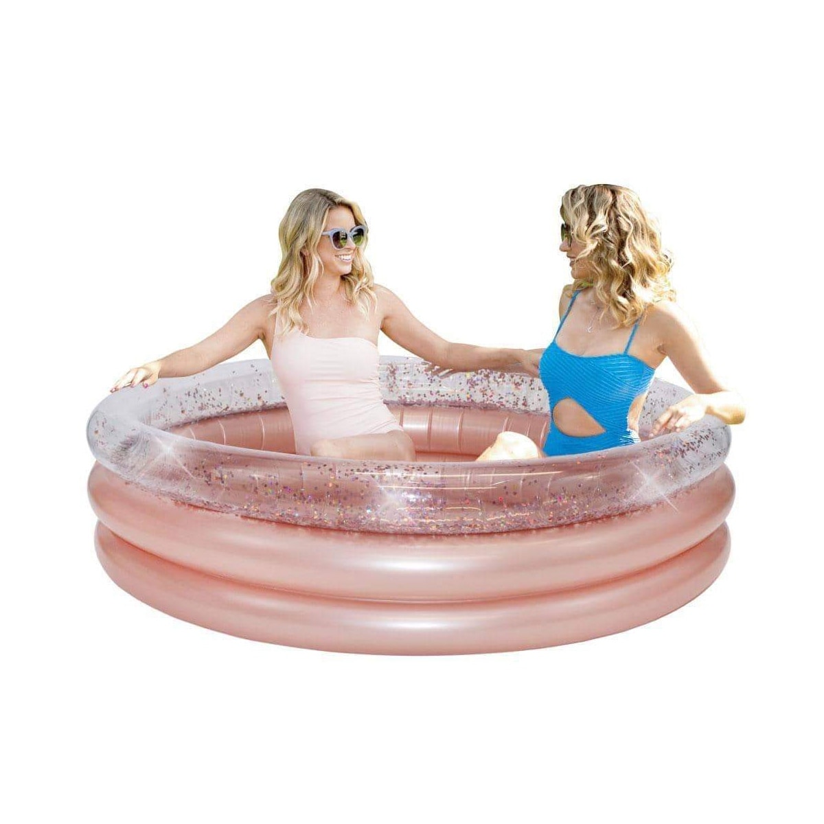 Glitter Sunning Pool - Deluxe Pool with Rose Gold Glitter - 60 x 60 x 15