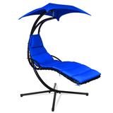 Hanging Chaise Lounger Chair Porch Swing Chair w/Pillow and Canopy