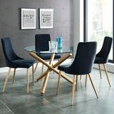 Contemporary 5pc Dining Set with Gold Table