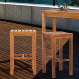 Chic Teak Santa Monica Teak Wood Indoor/ Outdoor Bar Stool, 30 inch