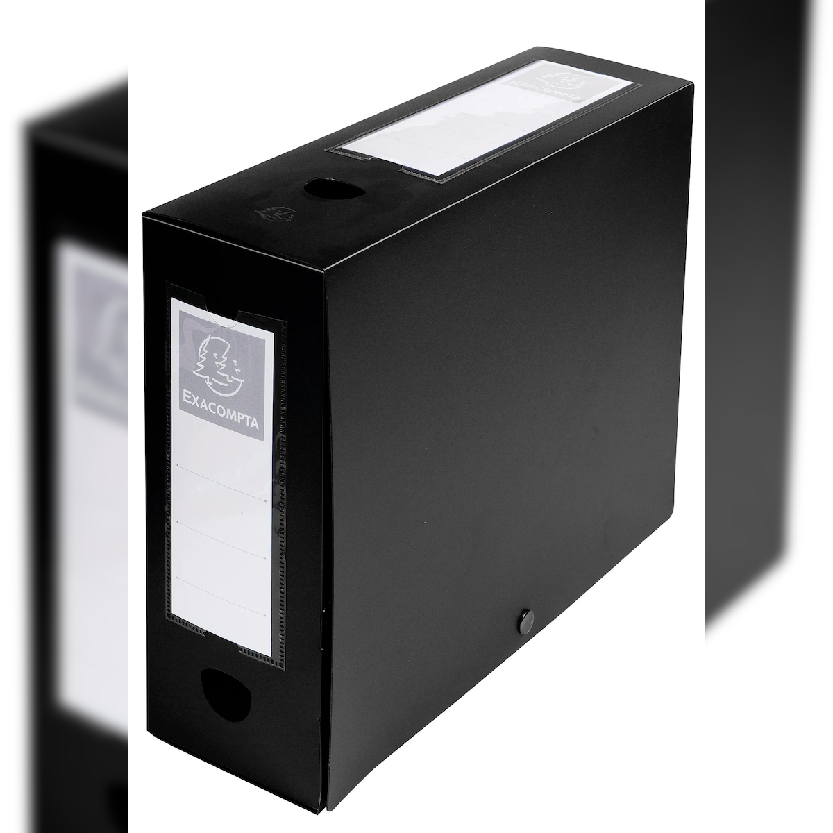 Exacompta 59931E 10x Archivbox mit Druckknopf aus PP 700µ, Rücken 100mm, blickdicht, 25x33cm für DIN A4 - Schwarz Image
