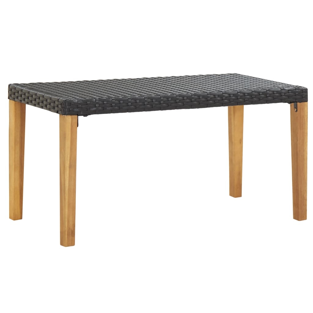 vidaXL Gartenbank 120 cm Schwarz Poly Rattan und Massivholz Akazie Image