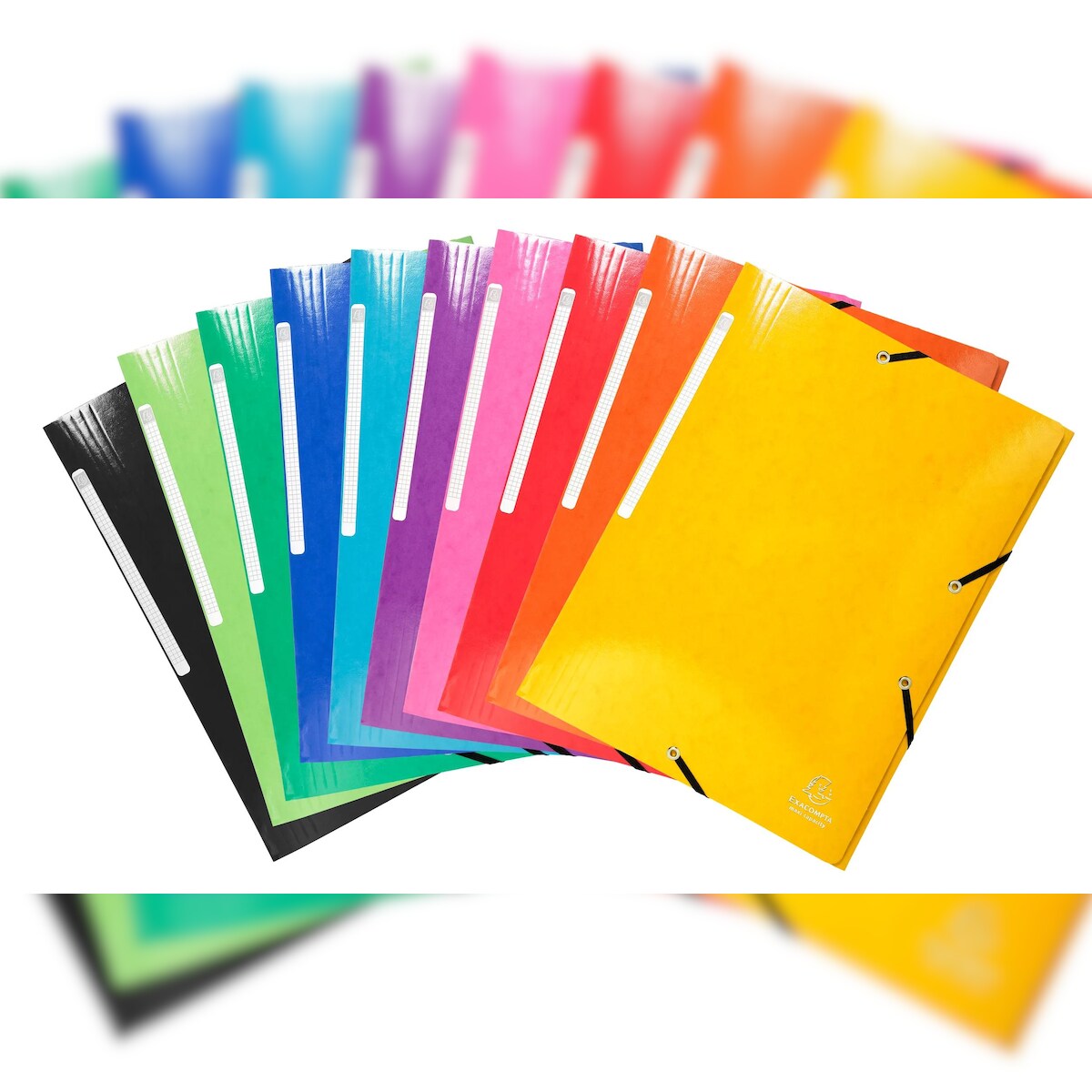 Exacompta 55930E 40x Sammelmappe Iderama in Format DIN A4 mit 3 Klappen und Gummizug, maxi Kapazität - Farben sortiert Image