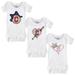 Girls Infant Tiny Turnip White Cleveland Guardians 3-Piece Bodysuit Set