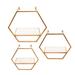 Joss & Main Nowlin 3 Piece Set Hexagon Shaped Wall Shelves - Gold Metal & Wood Wall Accent Shelves For Bedroom, Bathroom, Home Decor Metal | Wayfair