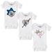 Girls Infant Tiny Turnip White Los Angeles Dodgers 3-Piece Bodysuit Set