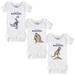 Infant Tiny Turnip White Texas Rangers 3-Piece Dinosaur Bodysuit Set