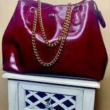 Coach Bags | Coach Burgundy Patent Leather Tote | Color: Purple/Red | Size: Os