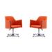 Pelo Orange and Polished Chrome Faux Leather Adjustable Height Swivel Accent Chair (Set of 2) - Manhattan Comfort 2-AC030-OR