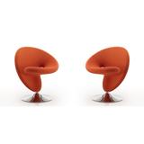 Curl Orange and Polished Chrome Wool Blend Swivel Accent Chair (Set of 2) - Manhattan Comfort 2-AC040-OR