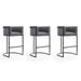 Cosmopolitan 37.8 in. Grey and Black Metal Barstool (Set of 3) - Manhattan Comfort 3-BS015-GY