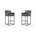 Ambassador 42 in. Grey and Black Metal Barstool (Set of 2) - Manhattan Comfort 2-BS017-GY