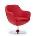 Caisson Red and Polished Chrome Faux Leather Swivel Accent Chair - Manhattan Comfort AC028-RD