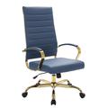 Benmar High-Back Leather Office Chair With Gold Frame - Leisuremod BOTG19BUL