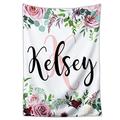 XJone Personalised Custom Baby Blanket with Name for Girls, Customised Floral Baby Name Blankets for Newborn Babies Kids