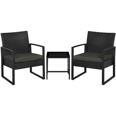 Gartenmöbelset 3 teilig Polyrattan Sitzgruppe Gartengarnitur Balkon-Set Lounge-Set mit Image