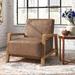 Accent Chair - Steelside™ Kaleo Low Profile Faux Leather Accent Chair Faux Leather/Wood in Brown | 29 H x 28.5 W x 34.25 D in | Wayfair