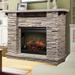Dimplex Featherston Electric Fireplace w/ Mantel Surround Package - Pine w/Gray Stone-Look Shelf Marble/Stone in Brown/Gray | Wayfair