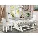 East West Furniture Dining Set- a Dining Table and White Faux Leather Parson Chairs, Off-White(Pieces Options)