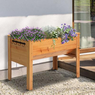 Outsunny Garden Rectangular Planting Flower Elevated Raised Seed Bed Stand Planter Herb Holder Display Box 50H x 100L x 50Wcm