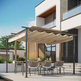 Outsunny 11.5' x 11.5' Retractable Pergola Canopy, Outdoor UV Protection & Sun Shade, Steel Frame
