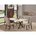 East West Furniture Dining Set- Dining Table and Dark Khaki Linen Fabric Parson Chairs, Distressed Jacobean(Pieces Options)