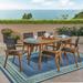 Arletta Outdoor Acacia Wood 6 Seater Patio Dining Set with Mesh Seats by Christopher Knight Home