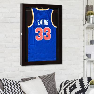HOMCOM 24" x 32" Sports Jersey Memorabilia Shadow Box Frame Acrylic Display Case - Cherry Brown