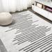 Black 96 x 0.19 in Area Rug - 17 Stories Exmore Striped Ivory/Indoor/Outdoor Area Rug Polypropylene | 96 W x 0.19 D in | Wayfair