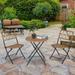 Outsunny 3-Piece PE Rattan Cafe Bisto Patio Set with Easy Folding Feature, Sturdy Steel Frame, & Rustic Design