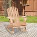 Outsunny Wooden Adirondack Rocking Chair with Slatted Wooden Design, Fanned Back, & Classic Rustic Style, Teak