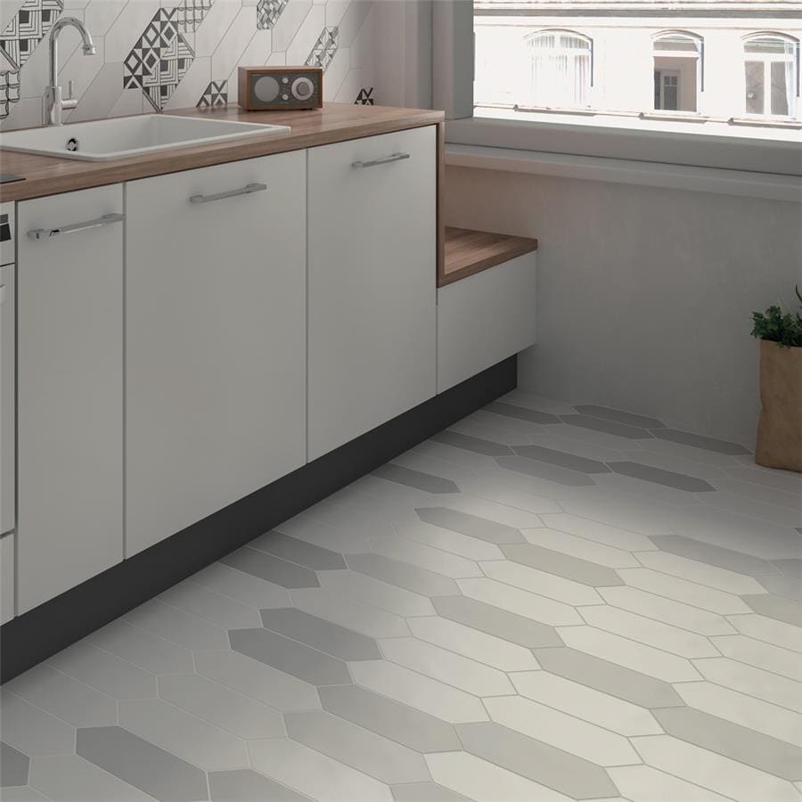 Merola Tile Kite White 3-7/8" x 11-3/4" Porcelain Floor and Wall Tile