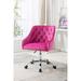 Velvet Upholstered Swivel Tufted Adjustable Height Homeoffice Task Chair With Silver Legs