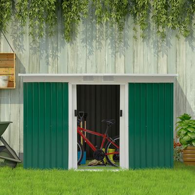 Outsunny 9' x 4' Outdoor Rust-Resistant Metal Garden Vented Storage Shed with Spacious Layout & Durable Construction