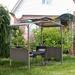 Outsunny 8'x5' BBQ Grill Gazebo with 2 Side Shelves, Outdoor Double Tiered Interlaced Polycarbonate Roof with Steel Frame, Brown