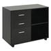 HOMCOM Indoor Office Storage Cabinet with 3 Storage Drawers, Open Shelving, & Wheels