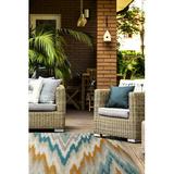 Blue/Brown 49 x 0.24 in Area Rug - Ebern Designs Matthais Ikat Blue/Orange/Sand Indoor/Outdoor Area Rug Polypropylene | 49 W x 0.24 D in | Wayfair