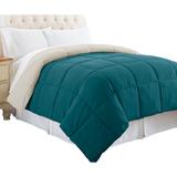 Genoa King Size Box Quilted Reversible Comforter The Urban Port, Blue and Gray