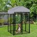 Pawhut Large Outdoor Dog Kennel Galvanized Steel Fence with UV-Resistant Oxford Cloth Roof & Secure Lock
