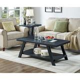 Lark Manor™ Angeleca 4 Legs Coffee Table w/ Storage Wood in Black | 19 H x 48 W x 24 D in | Wayfair C715325488264DE4B2C10D5B0D85A5B5