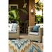 Blue/Brown 63 x 0.24 in Area Rug - Ebern Designs Matthais Ikat Blue/Orange/Sand Indoor/Outdoor Area Rug Polypropylene | 63 W x 0.24 D in | Wayfair