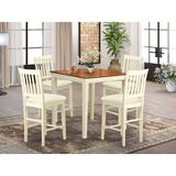 Red Barrel Studio® 5 Piece Counter Height Solid Wood Dining Table Set Wood in Brown/White | Wayfair 1531EE2B86E54FDFAC3DB2C2AD8C0F20