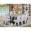 Winston Porter Ailun 9-Pc Dining Table Set - 8 Parson Dining Room Chairs & 1 Modern Rectangular Cement Breakfast Table Top w/ High Chair Back | Wayfair