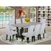 Winston Porter Ailun 9-Pc Dining Table Set - 8 Parson Dining Room Chairs & 1 Modern Rectangular Cement Breakfast Table Top w/ High Chair Back | Wayfair