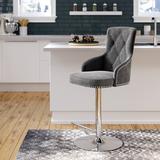 Mercer41 Bocana Swivel Adjustable Height Bar Stool Metal in Gray | 20.5 W x 22 D in | Wayfair D27FE63B988D446CB9D2FB83A9A593C8