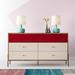 Hashtag Home Alviso 6-Drawer 59.06" W Double Dresser Wood in Red | 32.48 H x 59.06 W x 17.7 D in | Wayfair 46F233EE5AD140BB9C2A2D83414C6985